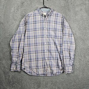 J. Crew 2-ply Mens Plaid Long‎ Sleeve Button Down Casual Shirt Size 16-16.5